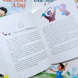 Sách màu - ONE STORY A DAY LEVEL 3 Trọn bộ 12c kèm hộp tặng file nghe 960200