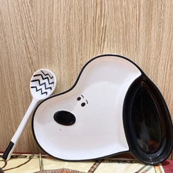 Set Đĩa Sứ Snoopy Cute và Thìa Sứ Bảo Bình