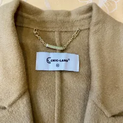 Áo dạ nữ lông cứu khâu tay 2 mặt size M mới màu nâu tây 970842