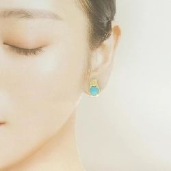 K18YG Turquoise Bông tai - Hàng hiệu Chính hãng 872748