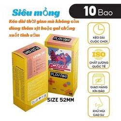 Bao Cao Su PlayAh Last Long Siêu Mỏng Kéo Dài Thời Gian Quan Hệ Hộp 10 size 52mm 170393