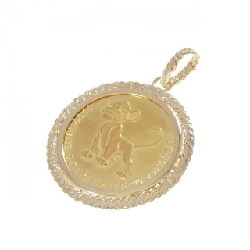 K18YG(枠) Đồng xu mặt dây chuyền - Hàng hiệu Authentic