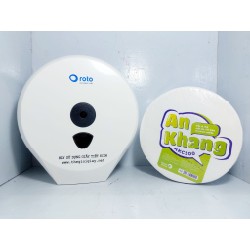 [Combo dùng thử] 1 hộp đựng giấy cuộn lớn và 1 cuộn giấy vệ sinh An Khang 500g HCM0310