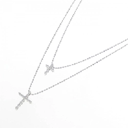 K18WG Dây chuyền kim cương chéo 0.05CT - Hàng hiệu Authentic 859625