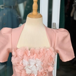 Chiếc váy hồng pastel đính hoa 3D xinh xắn  503159
