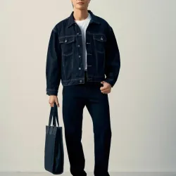 Áo khoác jean icondenim màu đen xanh size S