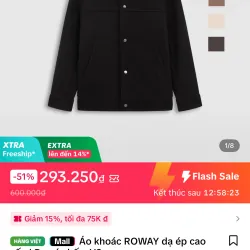 Áo khoác nam Roway dáp cao cấp vải dày màu đen 784849