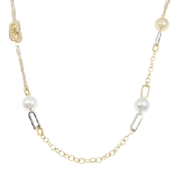 Dây chuyền ngọc trai trắng 750YG/750WG - Hàng hiệu Authentic