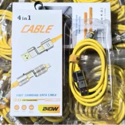 cáp Sạc Nhanh 4 Đầu Chất Liệu Silicon, Đa Năng 240W, Đầu Sạc Bọc Thép Siêu Bền 1009723