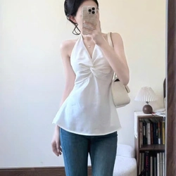 Áo Đũi Cổ Yếm Xoắn Ngực Hở Lưng Nhún Smocking Quyến Rũ Mặc Đi Chơi, Đi Biển 551182