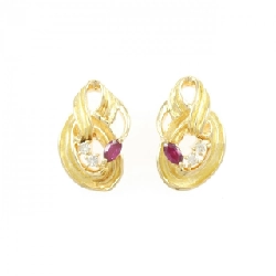 K18YG Bông tai Ruby 0.32CT - Hàng hiệu Chính hãng