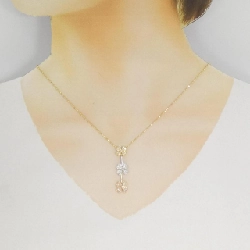Dây chuyền kim cương cỏ ba lá ba màu K18 0.35CT - Hàng hiệu chính hãng 858740
