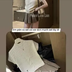 áo len ngắn tay thuê hình nhỏ xinh, kèm chân váy xoè 989763