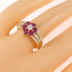 Nhẫn ruby K18YG hoa 0.95CT 666273