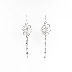 K10WG Bông tai kim cương hồng 0.02CT - Hàng hiệu Chính hãng