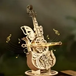 Hộp Nhạc Gỗ Lắp Ráp Đàn Violin Chuyển Động Độc Đáo