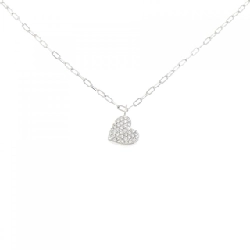 K18WG Pave Heart Diamond Necklace 0.472CT - Hàng hiệu Authentic