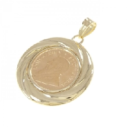 K18YG(枠) Đồng xu Mặt dây chuyền - Hàng hiệu Authentic