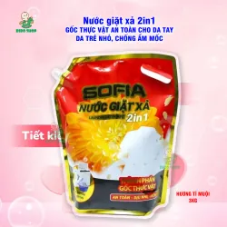 Nước giặt xả 2in1 3kg | GỐC THỰC VẬT AN TOÀN DA TAY, DA TRẺ NHỎ, CHỐNG ẨM MỐC (loại túi) 553597