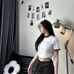 ÁO THUN BABY TEE PHỐI MÀU VIỀN ĐEN SIZE L  792386