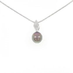 K18WG Ngọc trai đen dây chuyền - Hàng hiệu Authentic