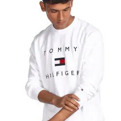Áo sweatshirt Tommy Hilfiger trắng thêu logo 719776