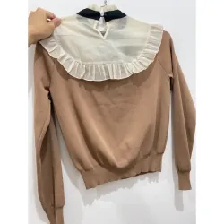 97%***ÁO LEN TĂM NỮ* DÀI TAY* MÀU NÂU TRÀ SỮA 591354