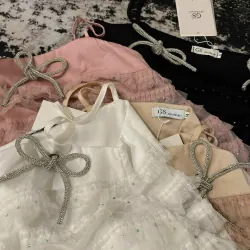 Váy nữ kiểu babydoll phối nơ, màu hồng, size M 1024471