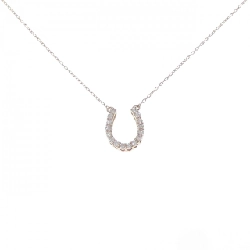 K18PG Nhẫn móng ngựa kim cương dây chuyền 0.30CT - Hàng hiệu Chính hãng