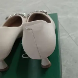 Giày cao gót nữ màu kem size 39, gót 4cm 722694