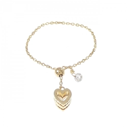 Nhẫn kim cương K18YG hình trái tim x chữ cái M 0.06CT - Hàng hiệu chính hãng