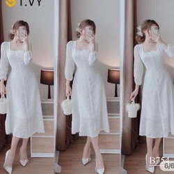 Đầm dự tiệc đầm trắng cổ vuông tay phồng dáng dài Lucas Dress 462311