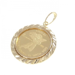 K18YG(枠) Mặt dây chuyền đồng xu - Hàng hiệu Authentic 867278