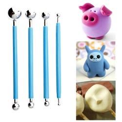Bộ 4 dụng cụ làm Fondant 2 đầu tròn làm hoa, lá và các hình con vật – Mã số 1084 338180