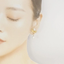 K18YG Lá trắng ngọc trai bông tai - Hàng hiệu Authentic 878648