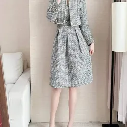 Bộ dạ tweed đẹp có đính ngọc trai 1003277