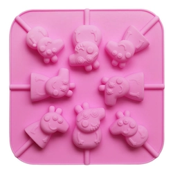 Khuôn silicon làm rau câu, socola, kẹo mút 8 heo con Cute Peppa – Mã số 1056 336196