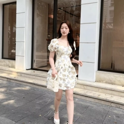 Đầm nữ thiết kế Crushie váy xòe tay bồng cổ vuông cách điệu Mina dress 462461