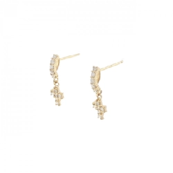 K18YG Bông tai kim cương chéo 0.20CT - Hàng hiệu Chính hãng 864041