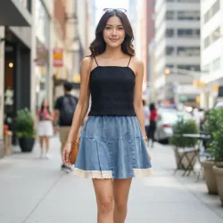 Chân váy jean ngắn, chưa sử dụng, free size từ 45-55kg, màu xanh biển, đen 753157