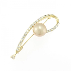 K18YG Ngọc trai trắng brooch 10.3mm - Hàng hiệu chính hãng