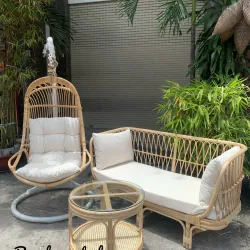 Combo bàn ghế kèm xích đu mây 674211