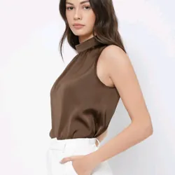 Áo cổ lọ có nút cài sau vải voan sáng trọng phù hợp đi làm, đi chơi 608910