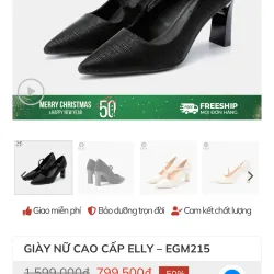 Giày elly size 35 màu đen cao gót 7cm 752424