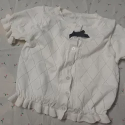 ÁO DỆT KIM TAY NGẮN PHỐI NƠ CHO NỮ 739054