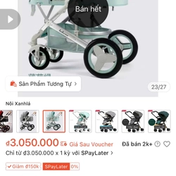 Xe đẩy kiêm nôi ru cho bé Belecoo chính hãng có gấp gọn, mái che và xoay chiều 536630