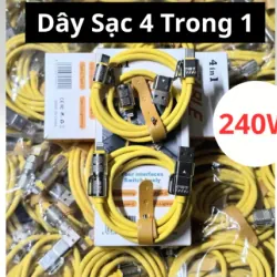cáp Sạc Nhanh 4 Đầu Chất Liệu Silicon, Đa Năng 240W, Đầu Sạc Bọc Thép Siêu Bền 1009723