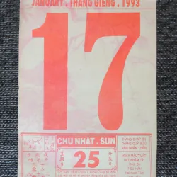 Tờ lịch rời Bloc xưa (Năm 1993)