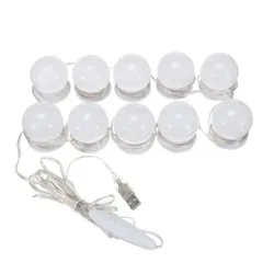 Bộ 10 Bóng Đèn Led Tăng Giảm Ánh Sáng 5 Chế Độ Gắn Gương Bàn Trang Điểm