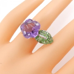 Nhẫn Amethyst K18WG Hoa 671045